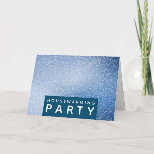 Blue & White Speck, Housewarming Party Invite Einladung (Vorderseite)