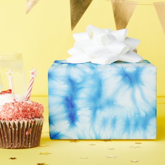 Blue White Spiral Gefärbte Krawatte Geschenkpapier (Geburtstagsparty)