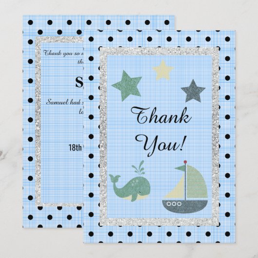 Blue White Spot zum Thema Nautic Dankeschön Karte (Vorne/Hinten)