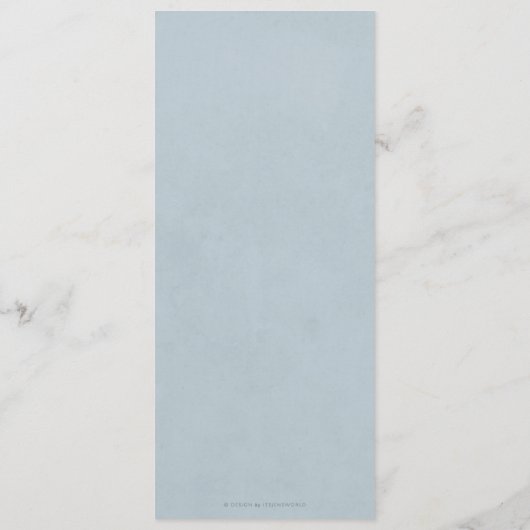 Blue White Spring Florals Flat 4 Course Oster Menükarte (Rückseite)