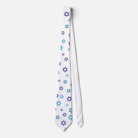 Blue White Star of David Muster Krawatte (Vorderseite)