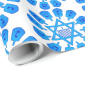 Blue & White Star von David Hanukkah Geschenkpapier (Rolleneckpunkt)