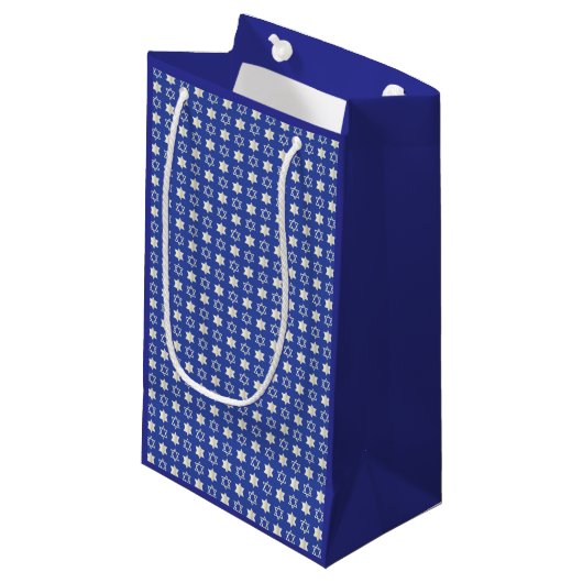 Blue/White Star von David Pattern Geschenktasche Kleine Geschenktüte (Vorderseite Schrägansicht)