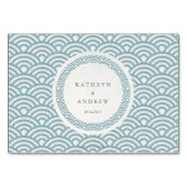 Blue+White Stilisierte Waves Flat Place Name Card Tischnummer (Rückseite)