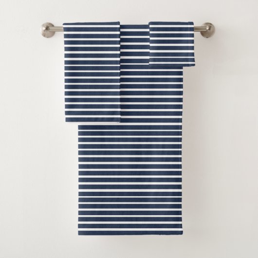 Blue White Strip Beach House Badhandtuch Set (Insitu)