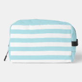 Blue & White Strip Beach Vibes Mit Monogramm Waschbeutel (Rückseite)