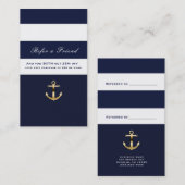 Blue & White Strip Nautical Gold Golfer ein Freund Empfehlungskarte (Vorne/Hinten)