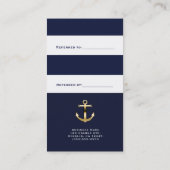 Blue & White Strip Nautical Gold Golfer ein Freund Empfehlungskarte (Rückseite)