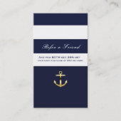 Blue & White Strip Nautical Gold Golfer ein Freund Empfehlungskarte (Vorderseite)