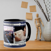 Blue White Strip sein Foto Tasse