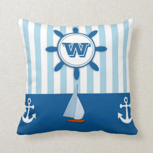 Blue White Stripe Beach Kissen