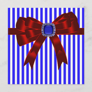 Blue White Stripe Company Picnic GRILLEN Einladung