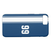 Blue & White Stripe Jersey Numbered iPhone 7 Fall Case-Mate iPhone Hülle (Rückseite (Horizontal))