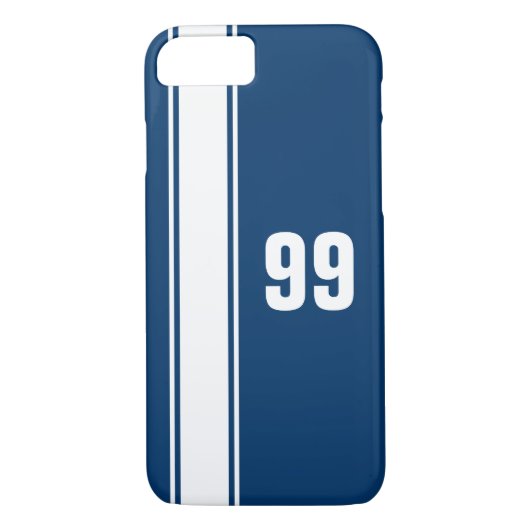 Blue & White Stripe Jersey Numbered iPhone 7 Fall Case-Mate iPhone Hülle (Rückseite)