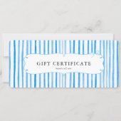 Blue White Stripe Vintage Bow Gift Certificate (Vorderseite)
