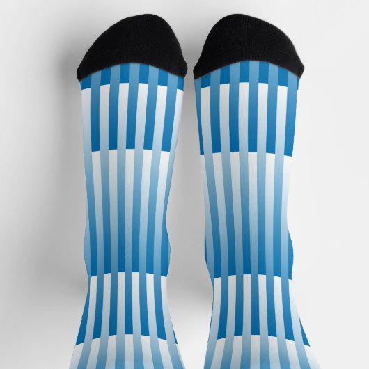 Blue White Striped Pattern Socken (Oben)