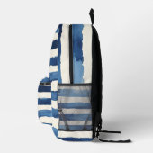 Blue White Stripes Bedruckter Rucksack (Rechts)