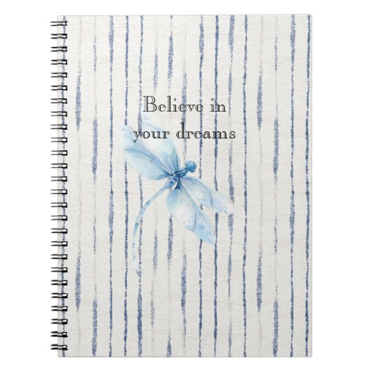 Blue White Stripes Dragonfly Believe Notizblock (Vorderseite)