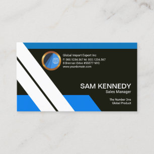 Blue White Stripes Futuristischer Sales Manager Visitenkarte