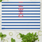 Blue White Stripes Koch Robert Your Name Cooking Geschirrtuch (Gefaltet)