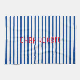 Blue White Stripes Koch Robert Your Name Cooking Geschirrtuch