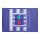 Blue White Stripes Rainbow Blumen Center Kissenbezug (Rückseite)