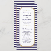 Blue White Striping Hochzeitsprogramm Rackkarten Programm (Vorne/Hinten)