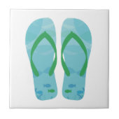 Blue White Summer Beach Flip Flops Keramik Tile Fliese (Vorderseite)