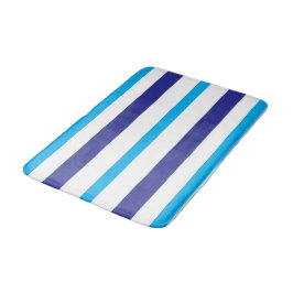 Blue White Summer Stripes Badematte