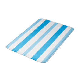 Blue White Summer Stripes Badematte