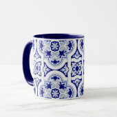 Blue & White Talavera Tile Look Tasse (Vorderseite Links)