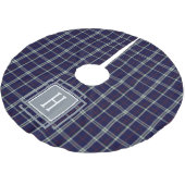 Blue white Tartan Monogram Polyester Weihnachtsbaumdecke (Schrägansicht)