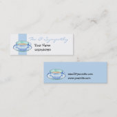 Blue White Teacup White Blue Small Business Card Mini Visitenkarte (Vorne/Hinten)
