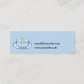 Blue White Teacup White Blue Small Business Card Mini Visitenkarte (Rückseite)