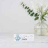 Blue White Teacup White Blue Small Business Card Mini Visitenkarte (Stehend Vorderseite)