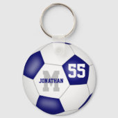 blue white team colors boys girls soccer ball schlüsselanhänger (Vorderseite)