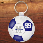 blue white team colors boys girls soccer ball schlüsselanhänger (Vorderseite)