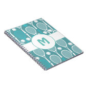 Blue & White Tennis Rackets Balls Player Name Nied Notizblock (Rechte Seite)