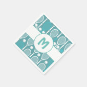 Blue & White Tennis Rackets Balls Player Name Nied Serviette (Ecke)