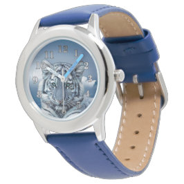 Blue White Tiger Armbanduhr