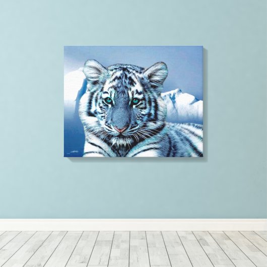 Blue White Tiger Leinwanddruck (Insitu (Holzboden))
