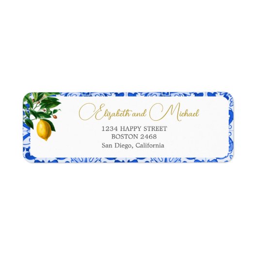 Blue White Tile Lemon Elegante Moderne schicke Hoc (Vorne)