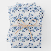 Blue White Toile Blumendusche Geschenkpapier Set (Beispiel)