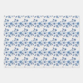 Blue White Toile Blumendusche Geschenkpapier Set (Vorderseite)