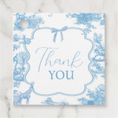 Blue White Toile de Jouy Bear Baby Dusche Geschenkanhänger (Vorderseite)