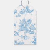 Blue White Toile de Jouy Bear Baby Dusche Geschenkanhänger (Rückseite)