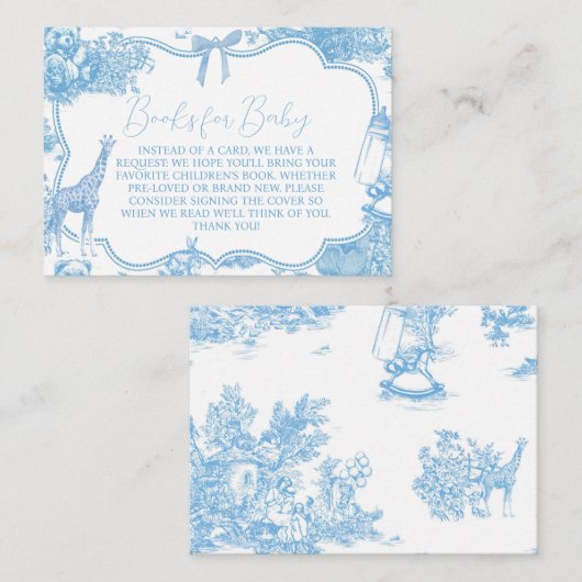 Blue White Toile de Jouy Bear Baby Shows Begleitkarte (Vorne/Hinten)