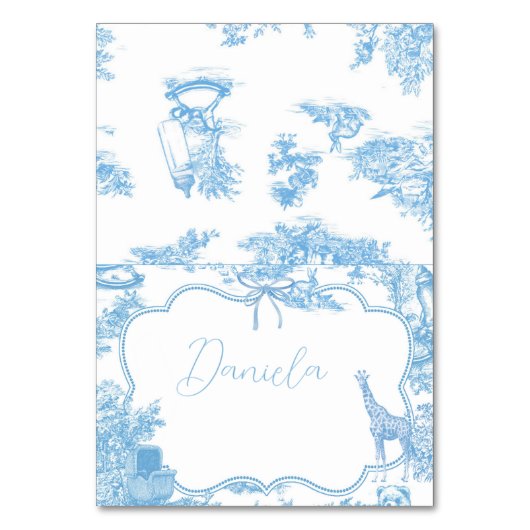 Blue White Toile de Jouy Französische Tischnummer (Vorderseite)