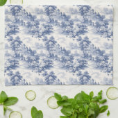 Blue White Toile Floral Country Französisch Geschirrtuch (Gefaltet)