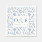 Blue & White Toile Monogram Napkins Serviette (Vorderseite)